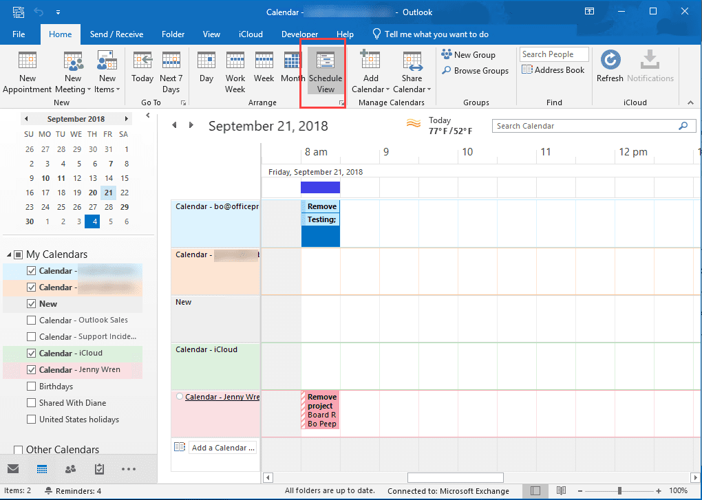 outlook for mac calendar shows striped background